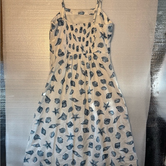 JAPNA Seashell Starfish Blue White MIDI Dress Women’s Size Large - Picture 4 of 7